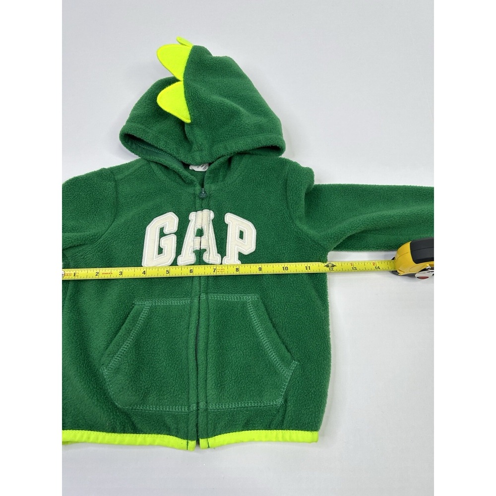 Baby GAP Hoodie Sweatshirt 12-18 months Dinosaur Hood Full Zip Green LOGO UNISEX - Picture 5 of 11